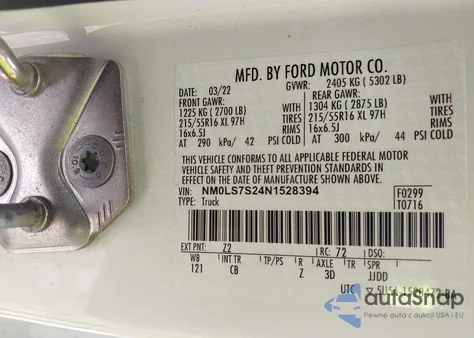 2022 Ford Transit Connect Xl Cargo Van from USA, damaged, VIN NM0LS7S24N1528394